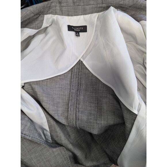 NWOT! TALBOTS! LINEN BLEND, LIGHTWEIGHT, BLACK/WHITE WEAVE JACKET, BLAZER! SZ 14 - Picture 7 of 10